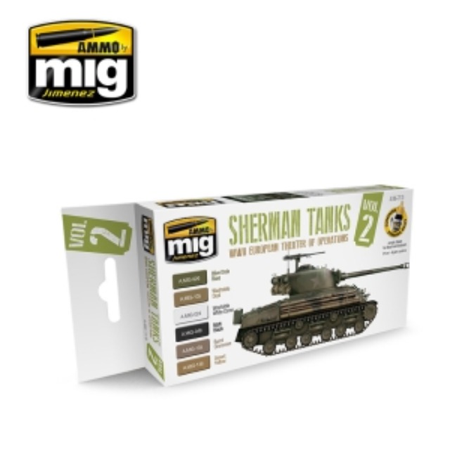 MIG AMMO 미그 WWII 셔먼 탱크 도색용 도료 세트 - 유럽 전선용 CG7170