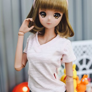 [선주문] [SD13 Girl &amp; Smart Doll] 브이넥 베이직 티셔츠 - 핑크