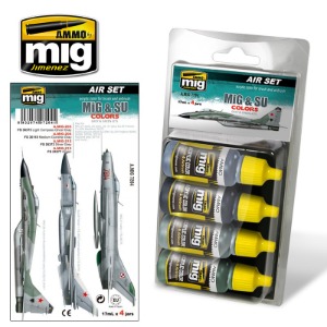 MIG AMMO 미그 MiG &amp; SU 비행기 도색용 도료 세트 - 회색 및 녹색 계열 CG7204