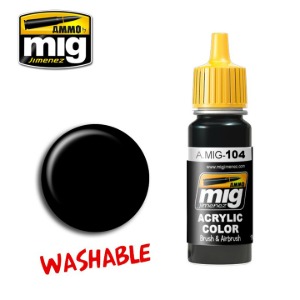 MIG AMMO WASHABLE BLACK 17ml (CG0104)